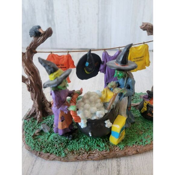 Lemax witch laundry day washing Halloween dirty clothes scary suds village tree - Picture 2 of 10